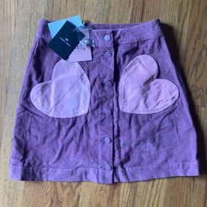 NWT Purple corduroy heart embedded skirt